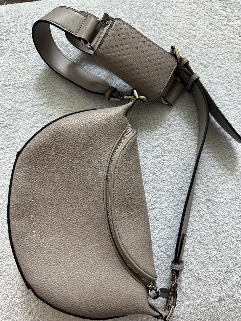 Calvin Klein grey crossbody.  New, never used.